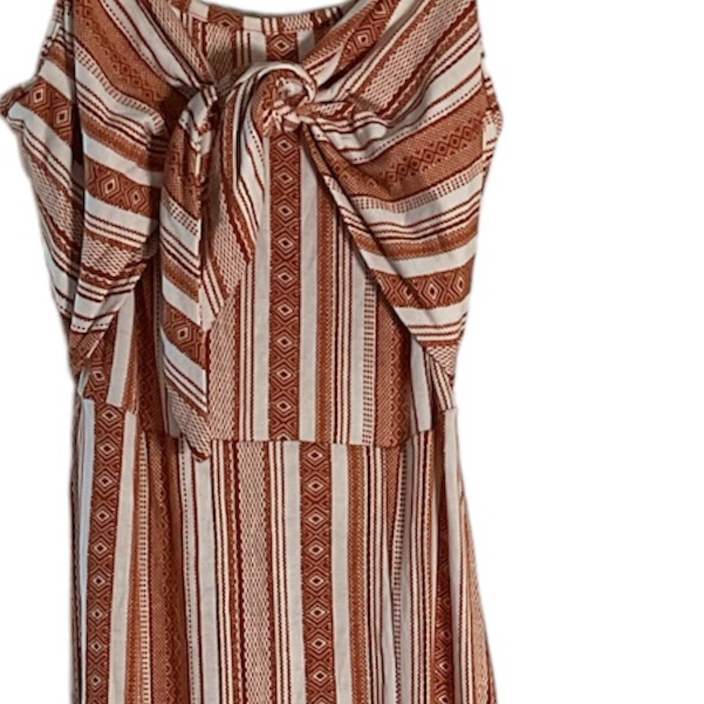 ❤️🔥Derek Heart Soft Cinnamon Accent Stripe Maxi Dress w/ Front Slit & Tye Med - Picture 5 of 5